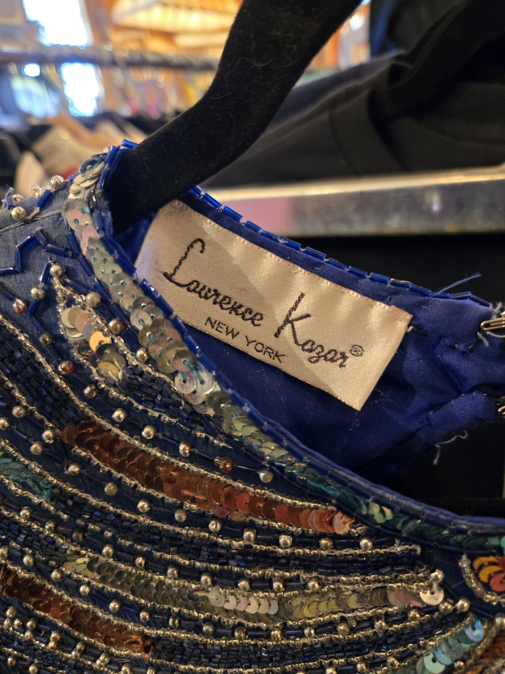 Laurence Kazar Cobalt Blue Beaded Midi Dress - Picture 5 of 5